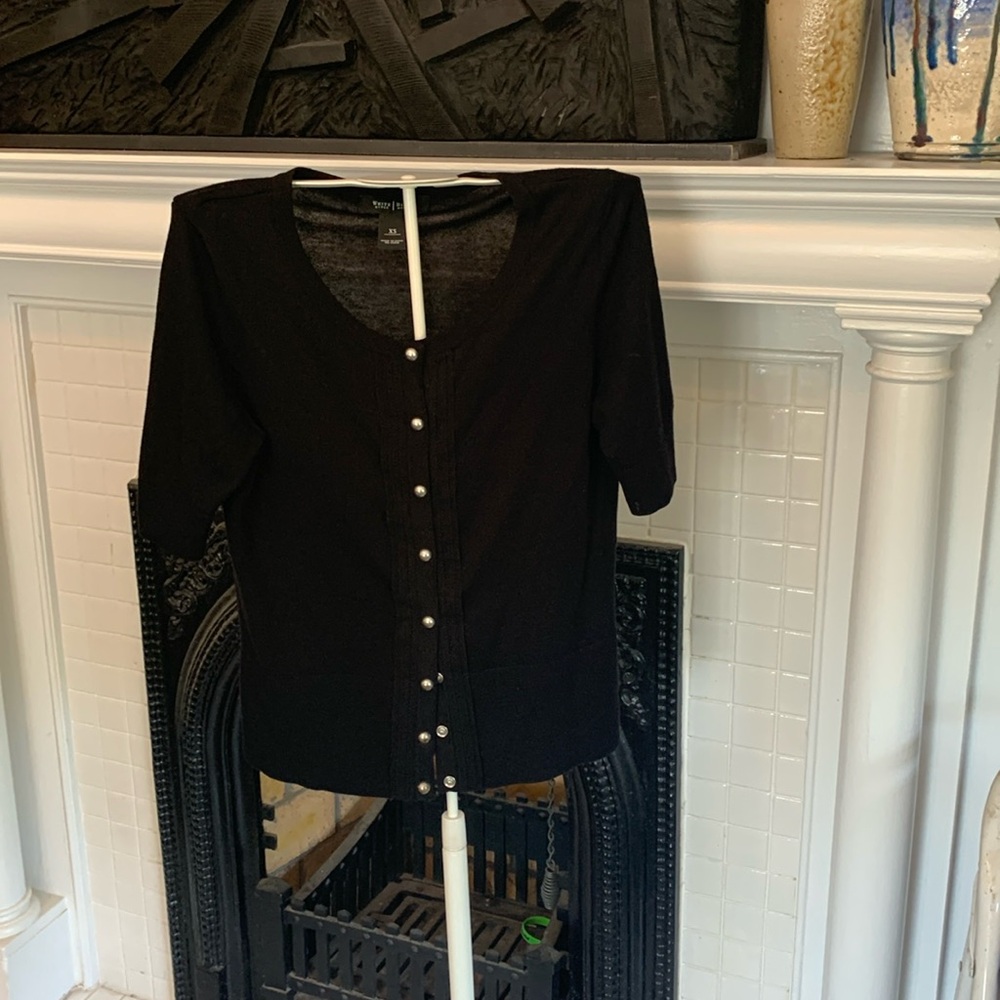 White House Black Market silk blend snap front‎ sweater. Worn a few times.